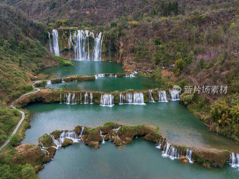 Aerial view of Jiulong waterfalls, China (Chinese Name:罗平九龙瀑布)